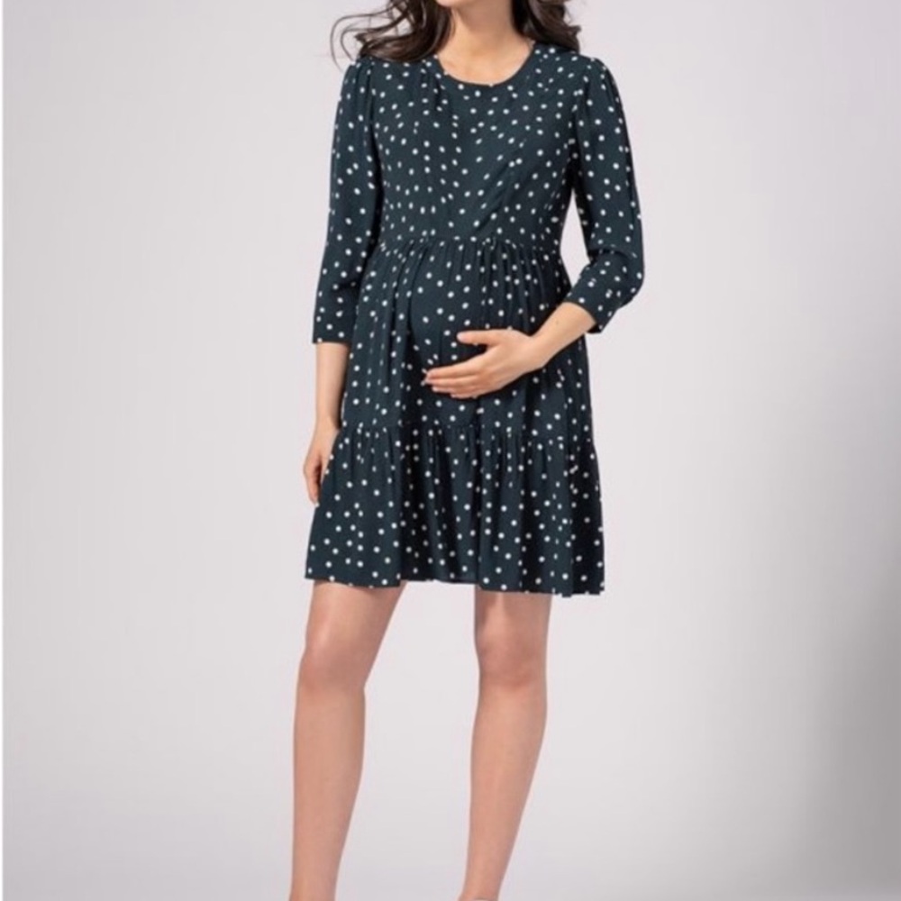 Polka Dot Maternity Dress - Black and White